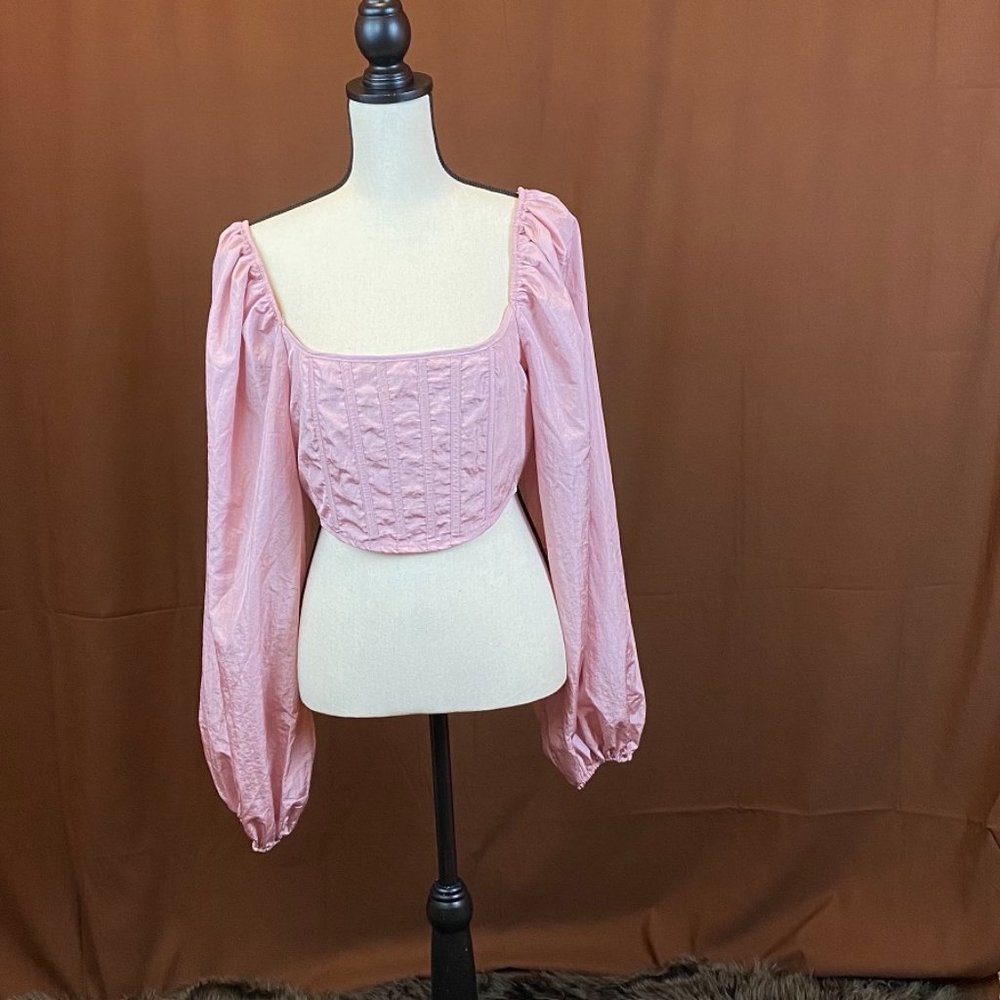 Corset extreme balloon sleeve crop top